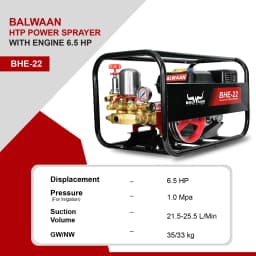 Balwaan BHE-22 Portable Power Sprayer, 4-Stroke HTP Sprayer With 6.5 HP Engine and 196 CC, Suitable for Gardening, Industrial Use and Agriculture Use 2