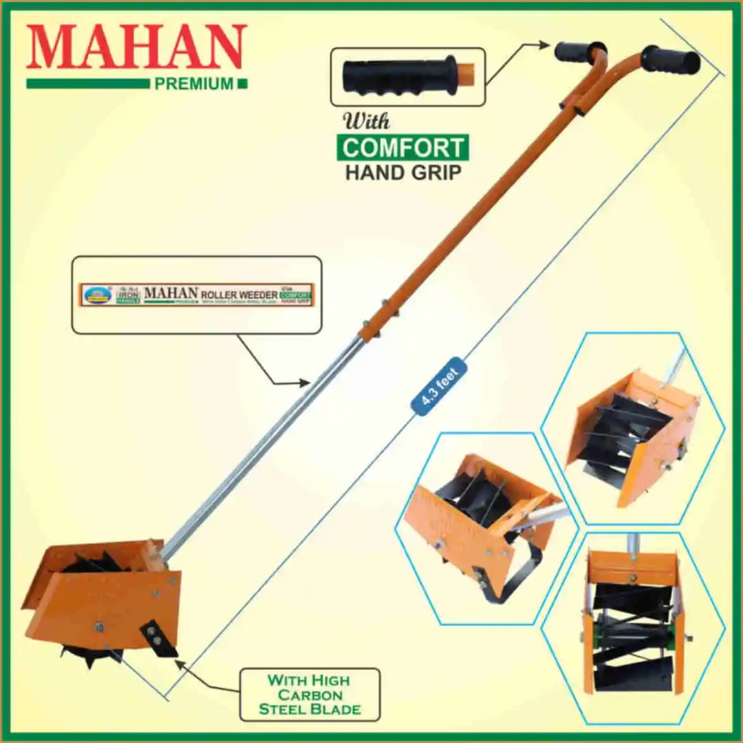 MAHAN Manual Roller Weeder with Plant Protection Plate and Adjustable Long Handle - Image 4