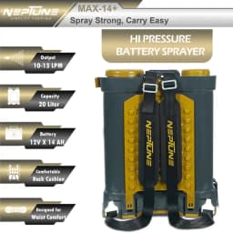 Neptune Max-14-Plus Backpack Battery Sprayer, Dual Pump 12V 14AH, 20L Tank, Output 10-13 LPM with 5 Nozzles, Include Italian Gun for Farming & Garden 2