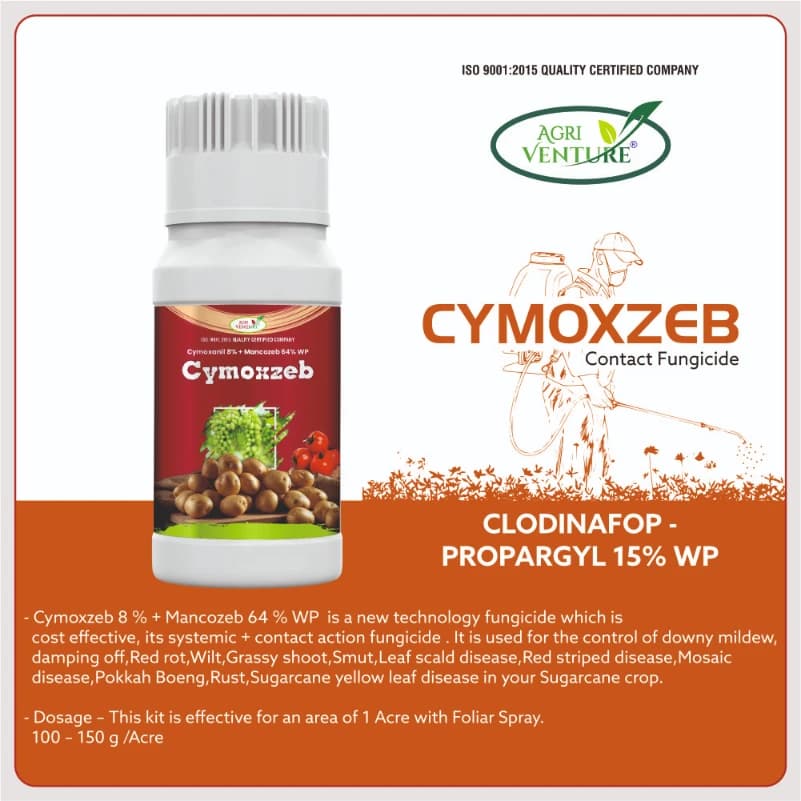 Agriventure CYMOXZEB Cymoxanil 8% + Mancozeb 64% WP Fungicide, Powerful Control Of Downy Mildew, Late Blight , White Rust & Alternaria Blight - Image 3
