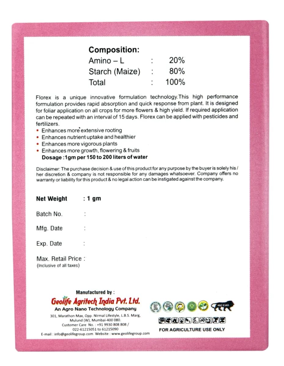 Geolife Florex , Unique Nano Technology Product to Profuse Flowering, Provides Rapid Absorption & Quick Response From Plant - Image 3