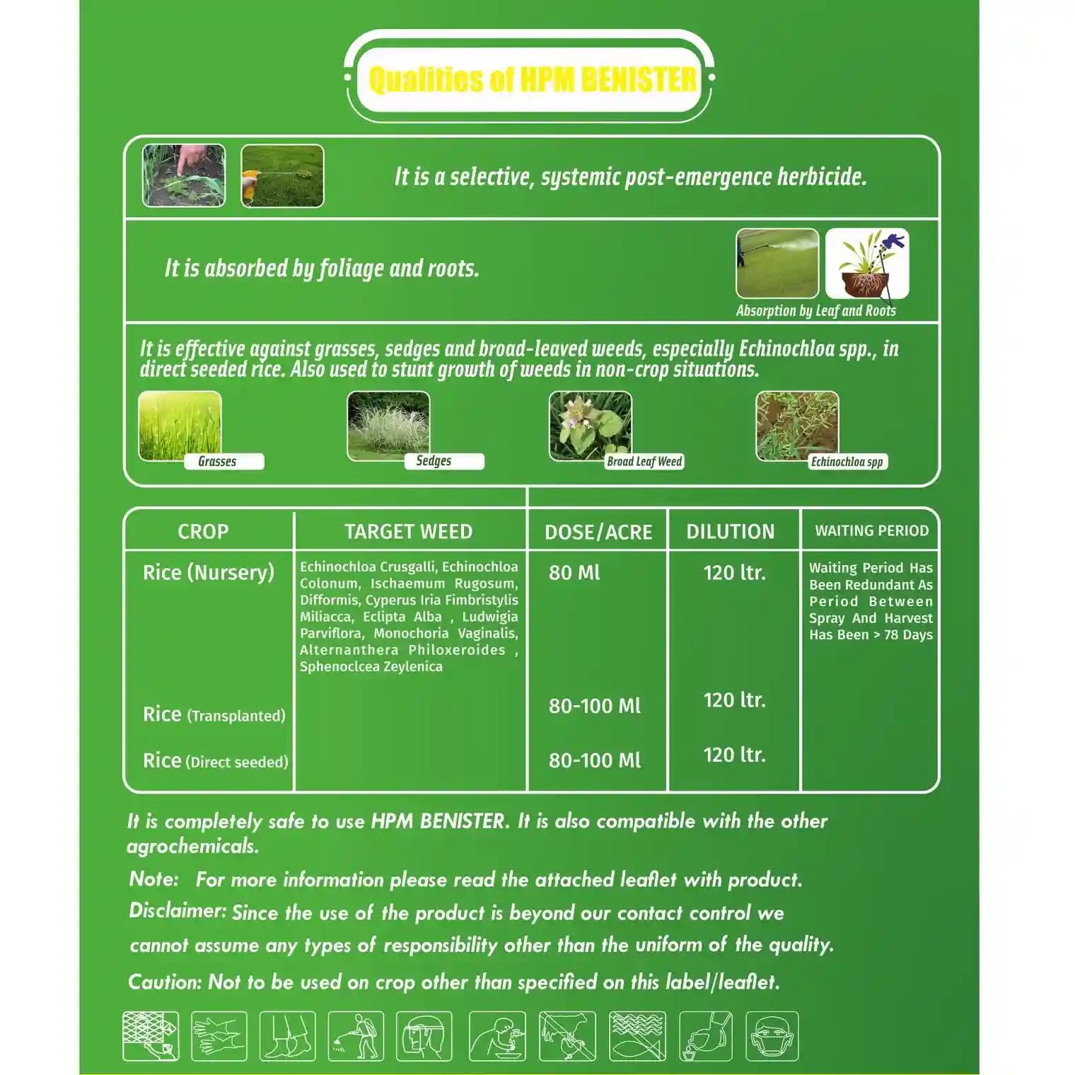Hpm Benister Bispyribac Sodium 10% SC Selective, Systemic Post Emergence Herbicide - Image 4