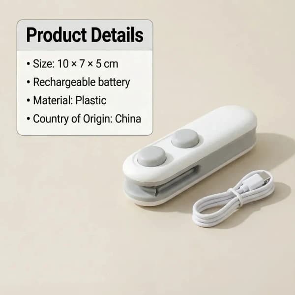 2 In 1 Mini Bag Sealer & Cutter, USB Rechargeable Food Storage Sealer - Image 7