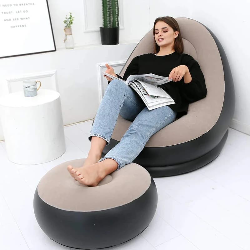 Portable Inflatable Air Sofa, Lounge Chair With Pump For Indoor Outdoor Use - Image 2