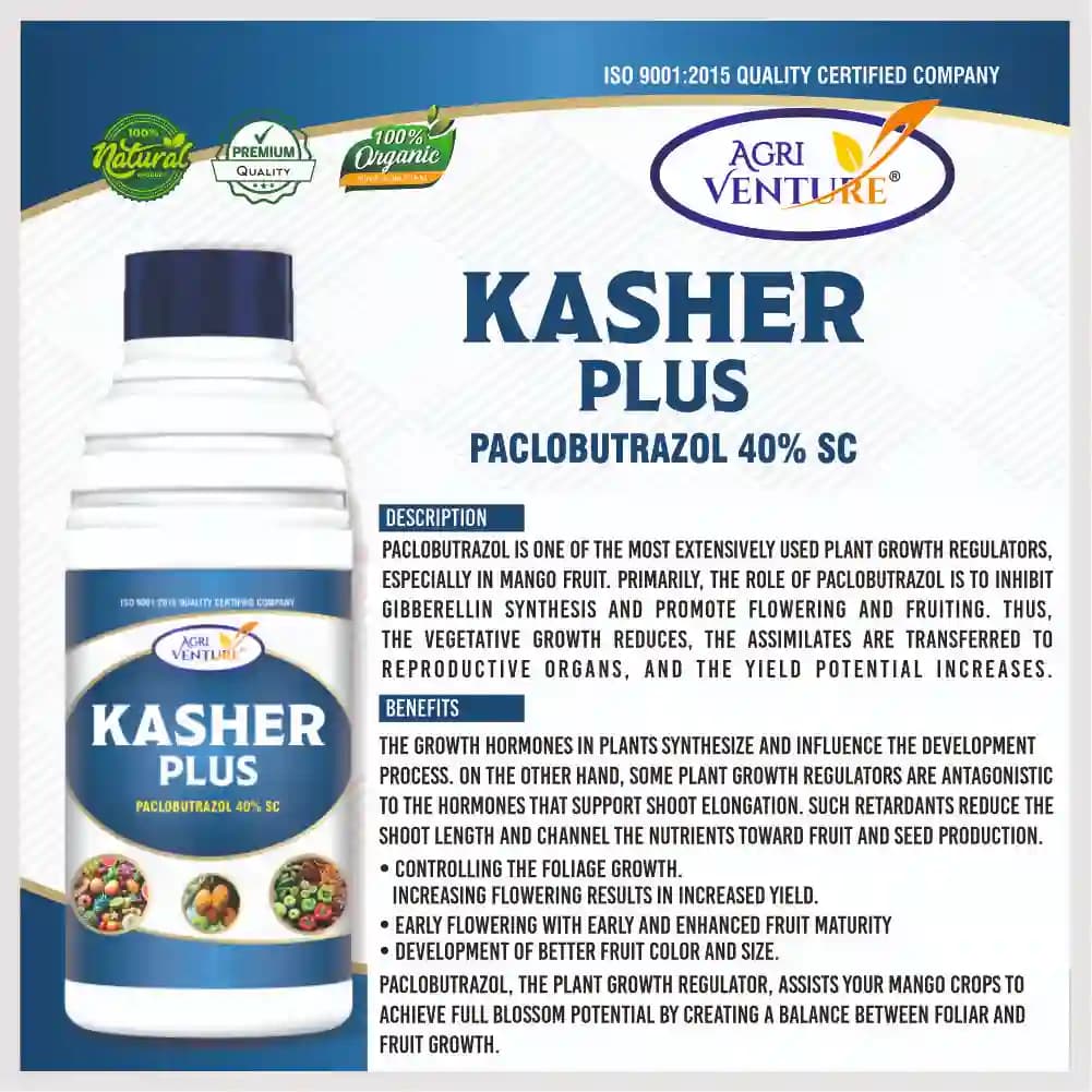 Agriventure KASHER PLUS Paclobutrazol 40% SC Plant Growth Regulator, Suitable For Fuits And Vegetables - Image 2
