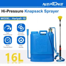 Neptune Hariyali-10 Knapsack Hand Sprayer 16L HDPE Tank, Brass Pressure Chamber, Telescopic Lance, 3 Nozzles Metal Skirting, Ideal for Farming, Garden 3