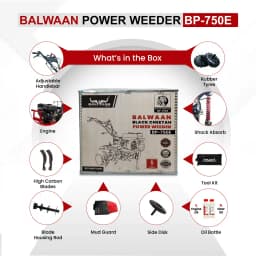 Balwaan BP-750E Black Cheetah Power Weeder, 212CC 4-Stroke Petrol Engine, 32 Blades For Efficient Weeding 6