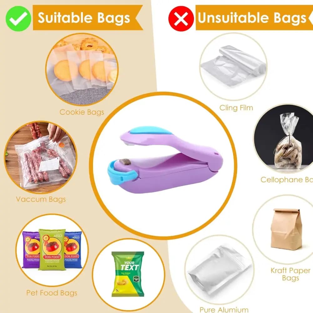 Mini Plastic Hand Sealing Machine, Hand Held Mini Heat Sealer For Plastic Bags Home Use - Mix Color - Image 3