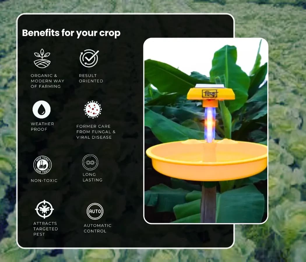 Chipku Mini Solar Insect Trap For Agriculture With UV Light, Solar Light Trap For Agriculture Insects Pests With 6 Months Warranty - Image 2