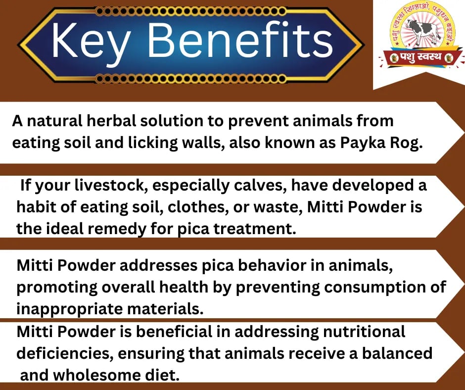PASHU SVASTH MITTI POWDER, Natural Herbs For Preventing Soil Eating (PAYKA AND PICA) In Animals
