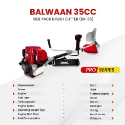 Balwaan BX-35 Pro Brush Cutter, 4-Stroke Petrol (35CC) With 80-T Blade, 3-T Blade And Tap N Go, Nylon Cutter 3