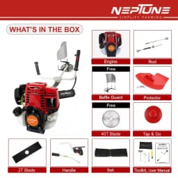 Neptune BC-360 Side Pack Brush Cutter, 35CC Advanced Technology 4 Stroke Petrol Engine, Heavy Duty Crop Cutter Machine 4