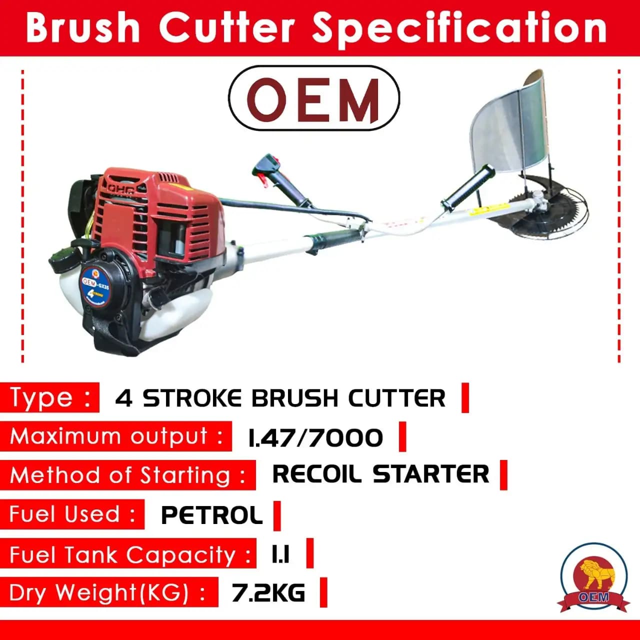 OEM Professional 4 Stroke Brush Cutter With Honda GX35 Type Engine, Side Pack Model - Image 3