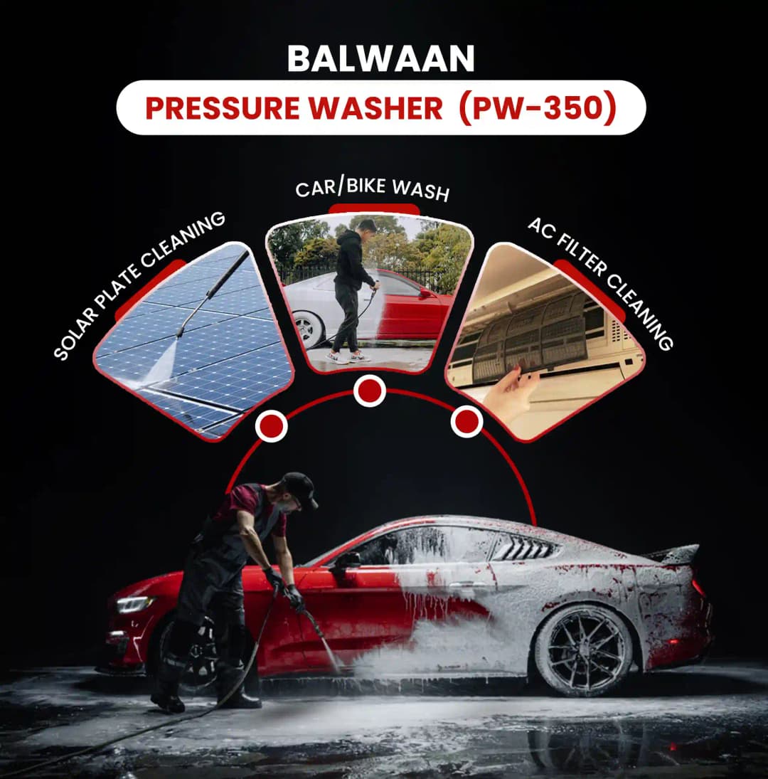 Balwaan PW-350 Pressure Washer, Brass Pump Head 1800w Motor, Idle For Car Wash and Cleaning Purposes - Image 4