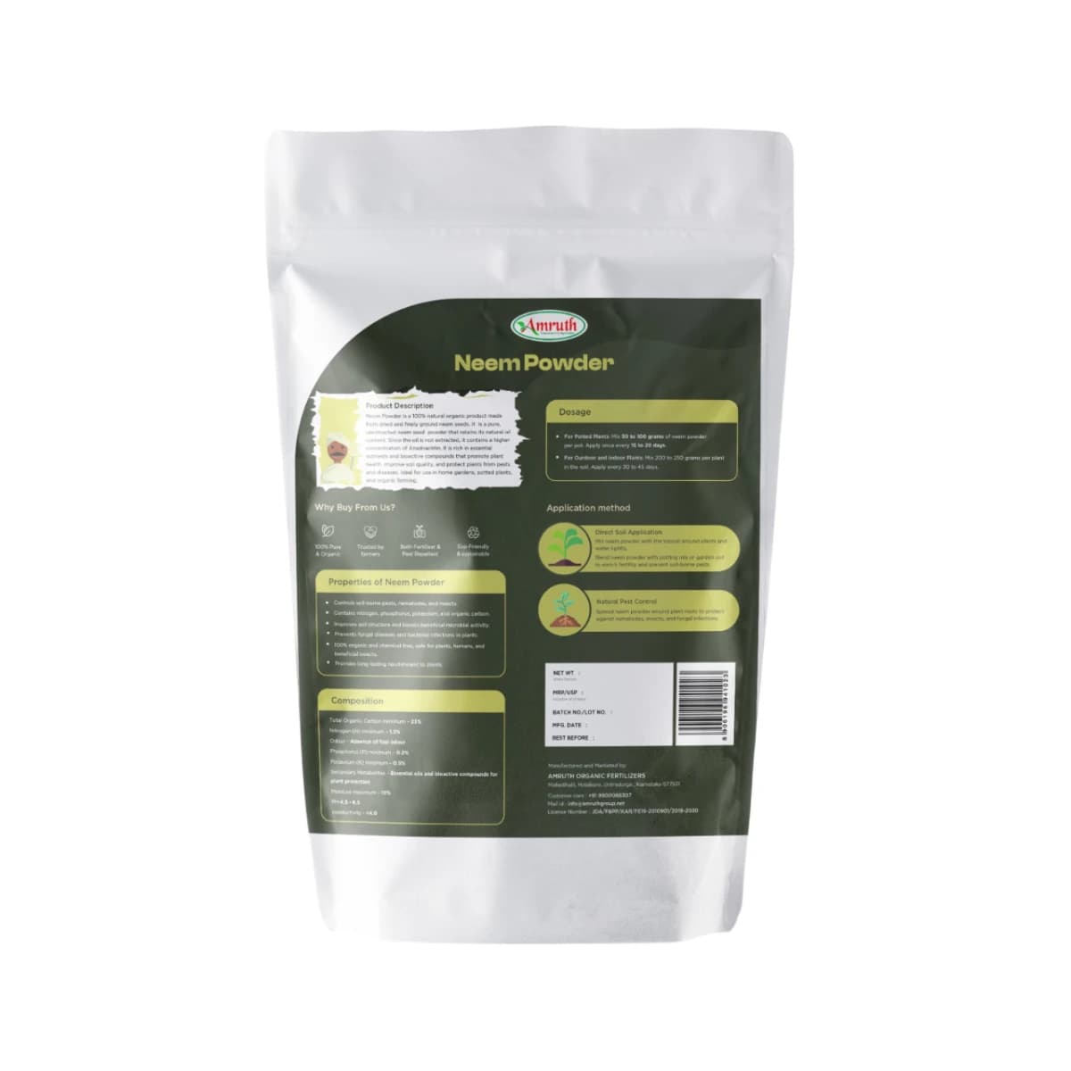Amruth Neem Powder Azadirachtin, 100% Natural Organic Pest Control Fertilizer For Plants And Farming - Image 2