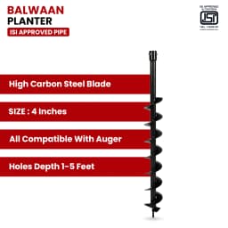 Balwaan PT-4 Single Spiral Earth Auger Planter, 4 Inch Width, Heavy Duty, Durable And Rust Resistant 3