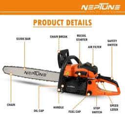 Neptune CS-58M Chain Saw Heavy Duty Powerful Magnesium Body, 58CC, 2 Stroke Petrol, 22inch Blade, Professional Cutting Trees, Garden, Agriculture 7