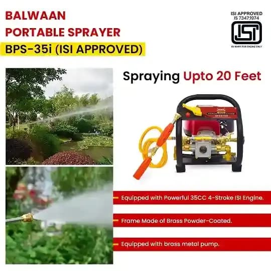Balwaan BPS-35i ISI Marked Portable Sprayer with 25 Mtr Hose Pipe, 4 Stroke 35CC Engine, Less Fuel Consumption - Image 6