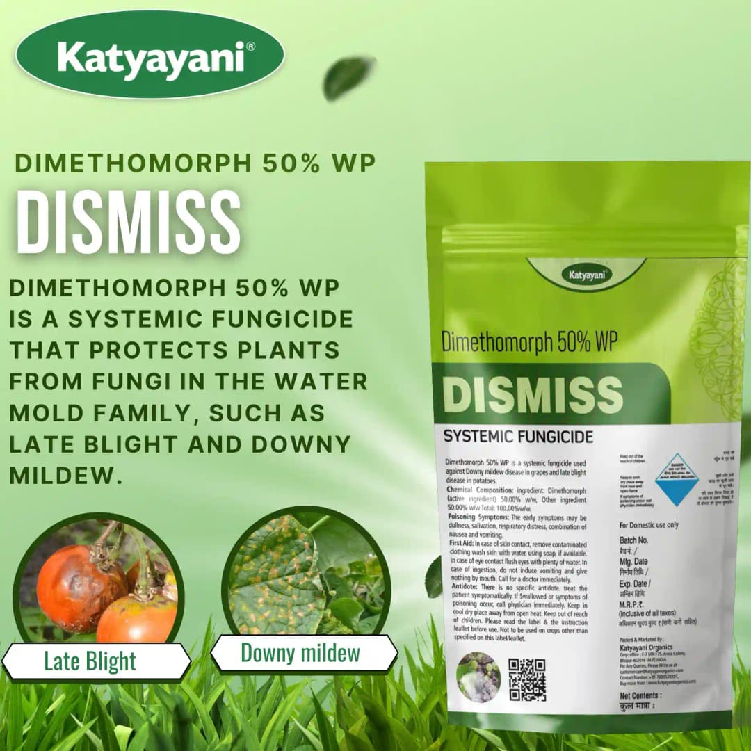 Katyayani Dismiss Dimethomorph 50% WP Fungicide, Effective Control of Downy Mildew, Late Blight, and Other Fungal Diseases - Image 2