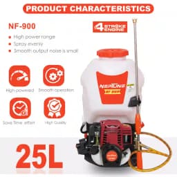 Neptune Model-900 Knapsack Power Sprayer, 4-Stroke 35CC Petrol Engine, 20L Tank, 2 Types Spray Guns Included, Ideal for Farming, Agriculture & Garden 3