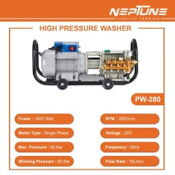 Neptune PW-280 Electric Portable High Pressure Washer, 1600W, Piston Pump, Flow Rate 10L-Min, Ideal For Washing And Cleaning Purpose 3