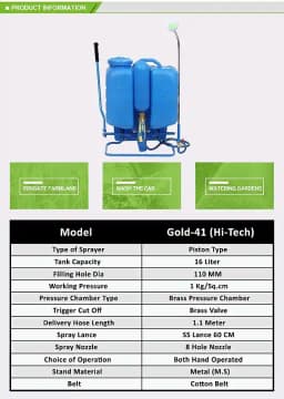 Neptune Gold-41 Knapsack Hand Operated Sprayer, Agriculture Sprayer, 16 Liter Tank Capacity 3