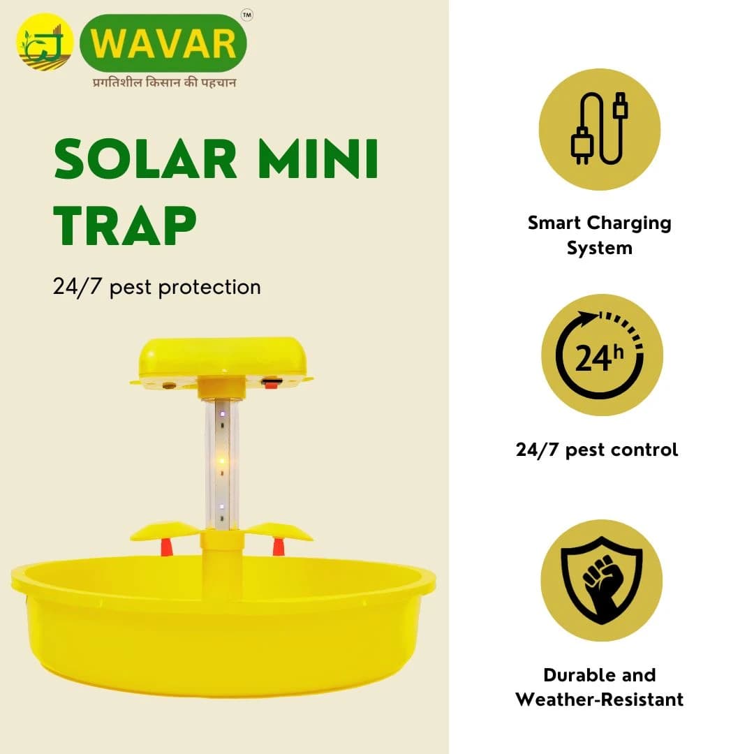 WAVAR Jadugar Mini Solar Trap, 3 Watt Solar Panel, 2000 mAh Lithium-Ion Battery, UV LED Light And Lure Handle For Crop Pest Control - Image 2