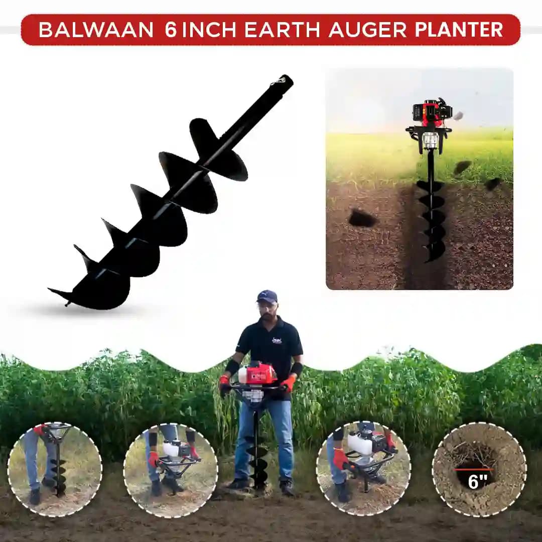 Balwaan PT-6D Double Spiral Planter, 6-Inch Earth Auger, Heavy-Duty, Faster Drilling And Durable - Image 3