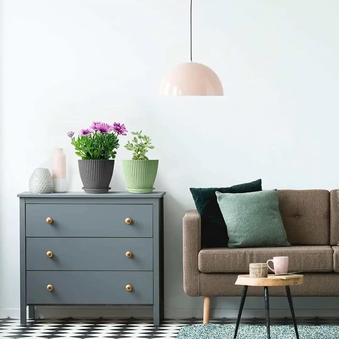 Round Flower Pots, Plastic with Decorative Bottom Tray With Color Box (5 Pcs Set) - Image 3