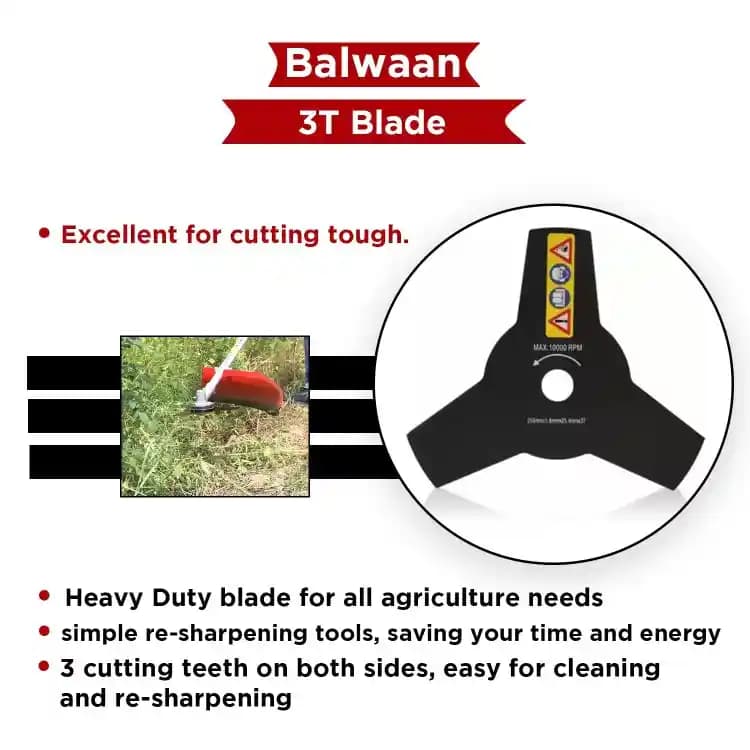Balwaan 3T Blade, 3 Cutting Teeth On Both Sides, Heavy Duty Blade Use For All Brush Cutters - Image 3