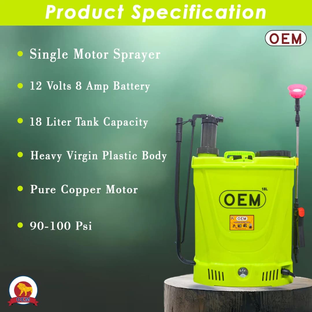 OEM 2 In 1 Manual and Battery Operated Multipurpose Sprayer 12Vx8A (18L Capacity), Agriculture Sprayer Pump, High-Pressure Pesticide Sprayer - Image 3