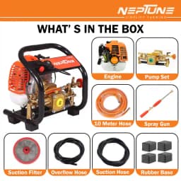 Neptune PW-768A 2-Stroke Portable Power Sprayer, 26CC Petrol Engine, 15 Meter Hose, High Pressure Up To 35 Feet Spray, Ideal For Farming & Garden 6