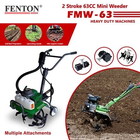 Fenton Krishi FMW-63 Mini Weeder, 63-CC, 2-Stroke, 3HP Engine, 1.72 L Fuel Tank, Best For Cultivation And Rotary - Image 3