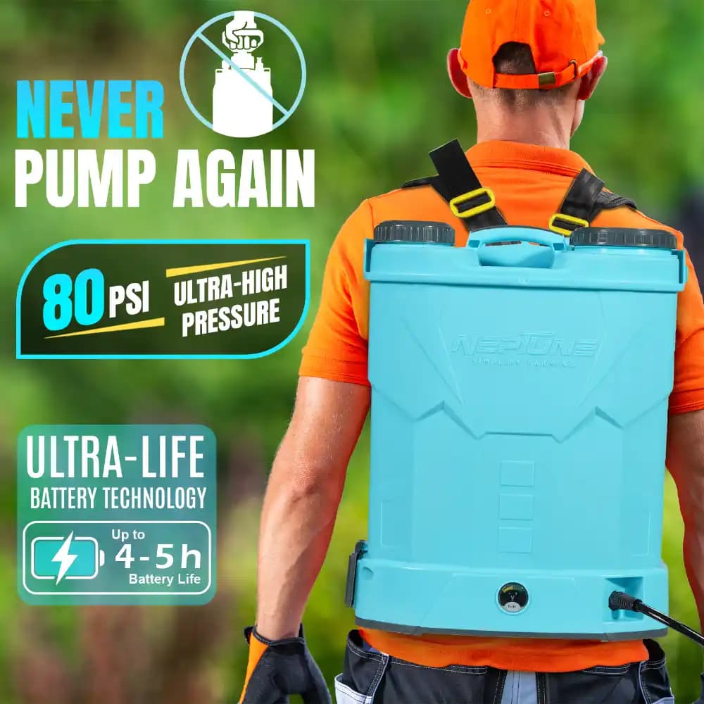 Neptune Model-12 Knapsack Battery Sprayer, 12V 8Amp, 20L Tank, Telescopic Lance with 4 Nozzles, Ideal for Farming & Garden Spraying (Color May Vary) - Image 2