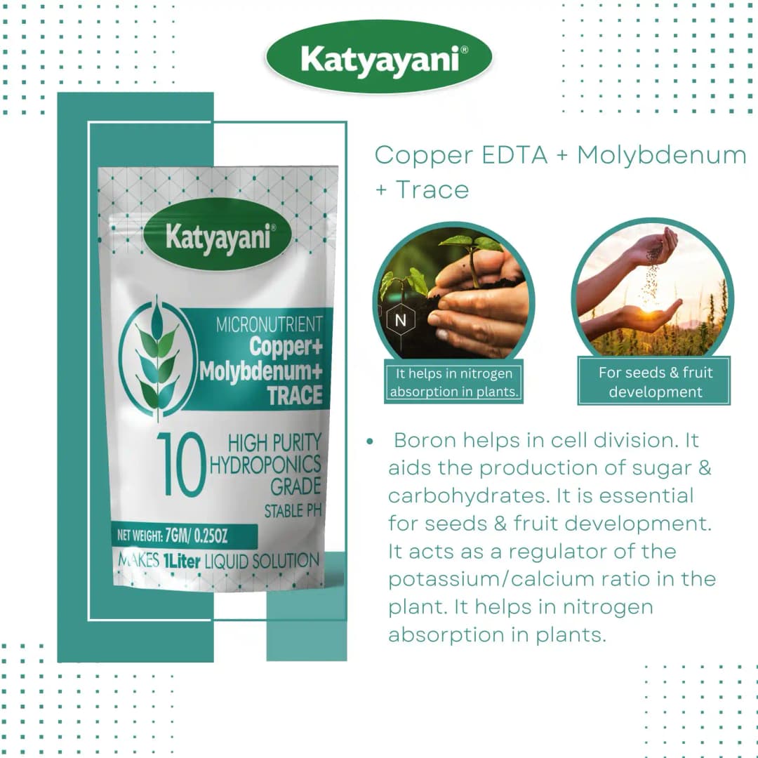 Katyayani Copper Edta + Molybdenum + Trace Micronutrient Fertilizer, 100% Water Soluble Fertilizer - Image 6
