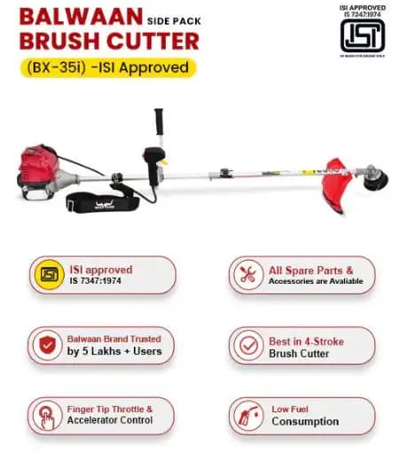Balwaan Side pack 35cc ISI Marked BX-35i 4 Stroke Brush Cutter, Used For Agricultural Purposes - Image 4