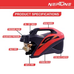 Neptune PW-1000-FX Portable High Pressure Washer, 1800W, 120 Bars, 10L-Min Flow Rate, 6 Meter Hose, Ideal for Washing Cleaning And Household 5