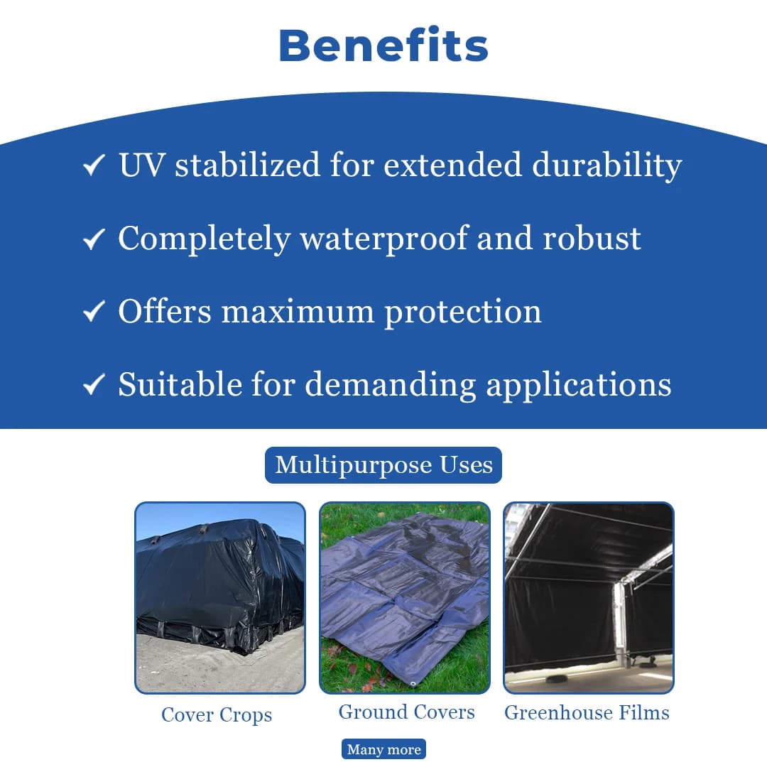 मरीन - एचडीपीई तिरपाल 200 जीएसएम पराबैंगनी (यूवी) स्थिर उत्पाद, जलरोधक, बहुउद्देशीय उत्पाद (रंग - काला) - Image 4