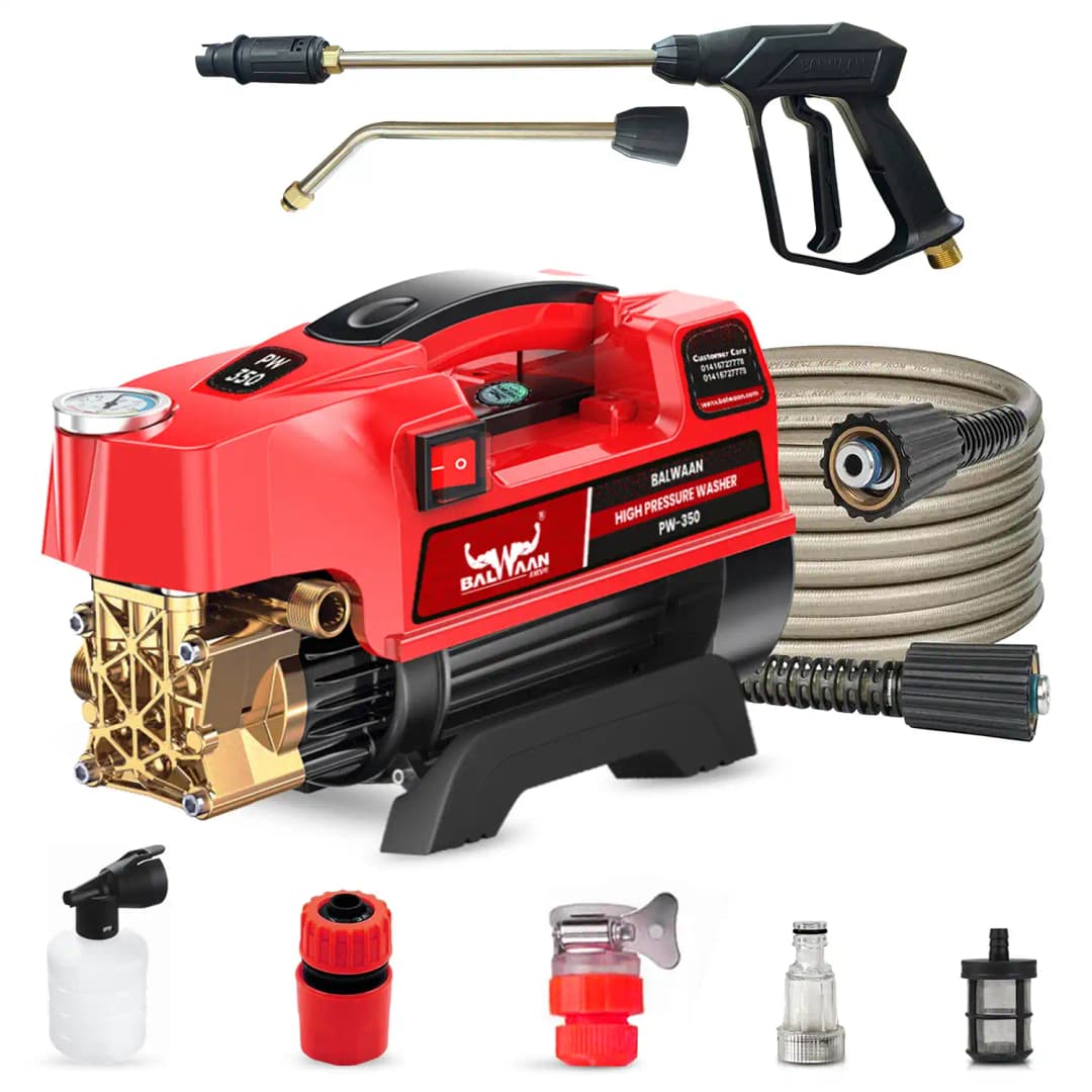 Balwaan PW-350 Pressure Washer, Brass Pump Head 1800w Motor, Idle For Car Wash and Cleaning Purposes - Image 2