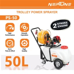 Neptune PS-50 Portable Trolley Power Sprayer, 2-Stroke 26CC Engine, 50L Tank, Spray Gun, 50 Meter Hose with Reel, Ideal for Farming & Garden 6
