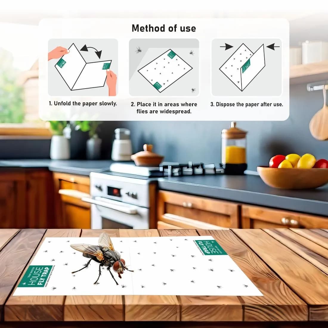 Green Revolution House Fly Trap (Pack of 10) Glue Trap, Insect Trap For Housefly, Poultry Flies, Sticky Paper - Image 7