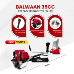 Balwaan BX-35 Pro Brush Cutter, 4-Stroke Petrol (35CC) With 80-T Blade, 3-T Blade And Tap N Go, Nylon Cutter 2