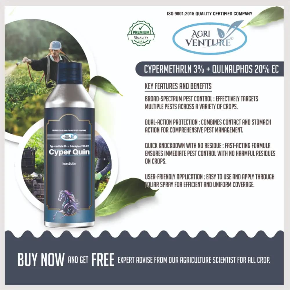 Agriventure Cyper Quin Cypermethrin 3% + Quinalphos 20% EC Insecticide, Effective Pest Control In Crops - Image 3