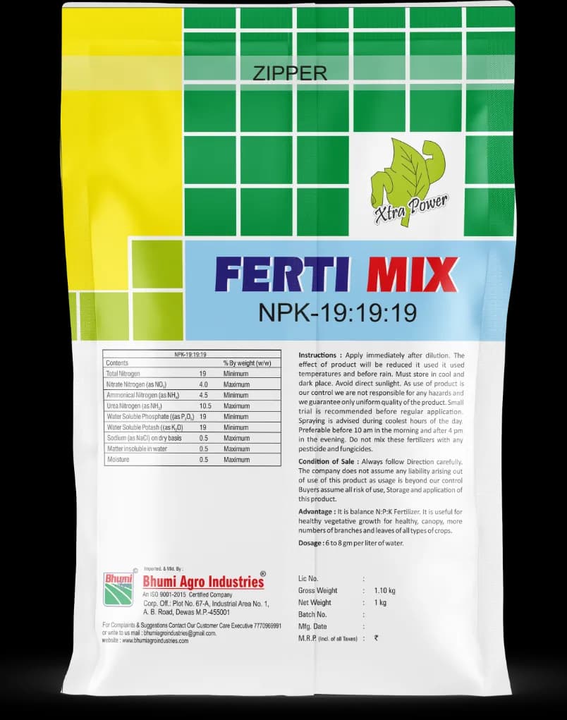 Bhumi Fertimix Npk 19:19:19 Water Soluble Fertilizer, Increases the Growth Of Roots And Plants. - Image 2