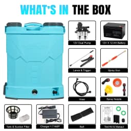 Neptune Model-13-Plus Knapsack Battery Sprayer, 12V 12Amp Double Motor, 20L Tank, Spray Gun up to 20 Ft Spray for Farming & Garden (Color May Vary) 8