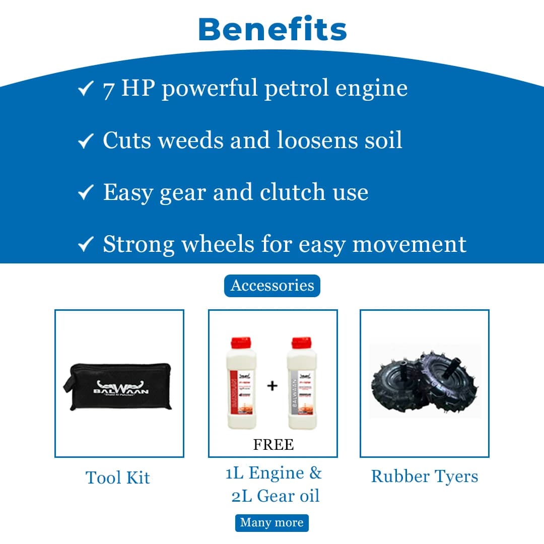 Balwaan BP-650 Power Weeder, 7 HP High Power Engine, 4 Stroke, Used For Weeding In All Types of Agriculture Crops - Image 4