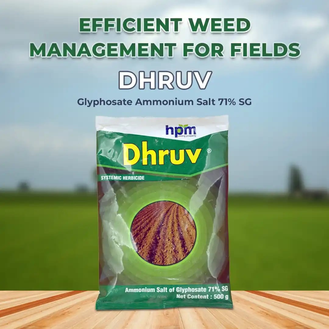 Hpm Dhruv Glyphosate Ammonium Salt 71% Sg , Use To Control Annual Grass As Well As Broad Leave Weeds.