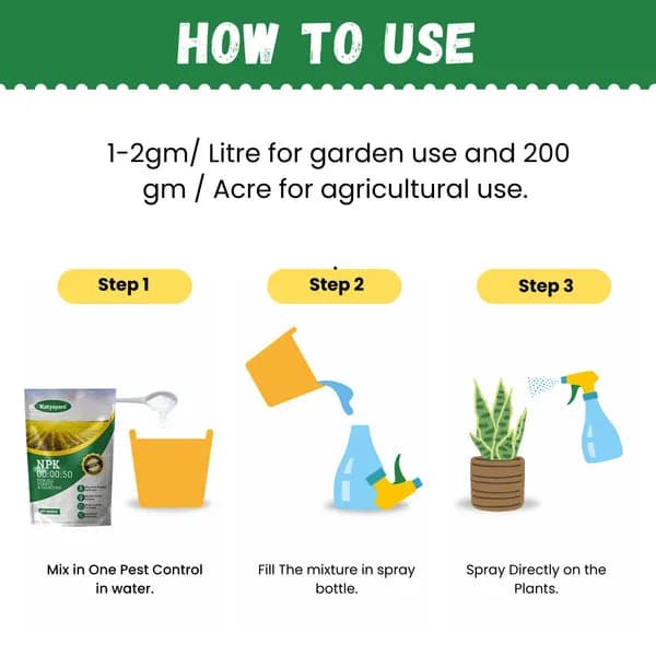 कात्यायनी एनपीके 00:00:50 पोटैशियम सल्फेट खाद, फल परिपक्वता अवस्था के लिए, पत्तियों पर छिड़काव और बूंद से के माध्यम से - Image 5