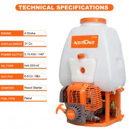 Neptune Model-767 Knapsack Power Sprayer, 4-Stroke 31CC Petrol Engine, 25L Tank, 2 Types Spray Guns Included, Ideal for Farming, Agriculture & Garden 8