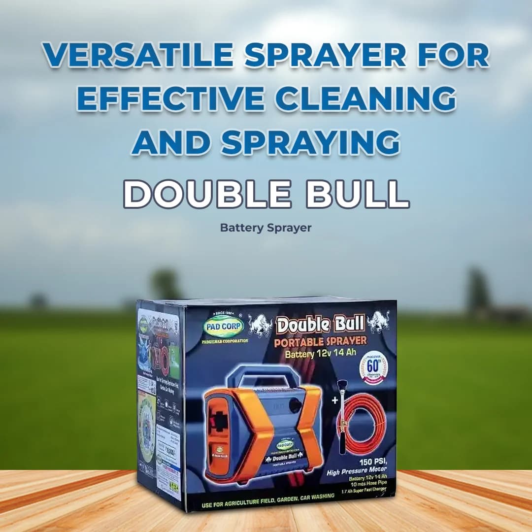 Pad Corp Double Bull Portable Battery Sprayer & Car Washer, Drip Injector 12 Volt x 14 Amp with 10 Meter High Pressure Hose Pipe - Image 2